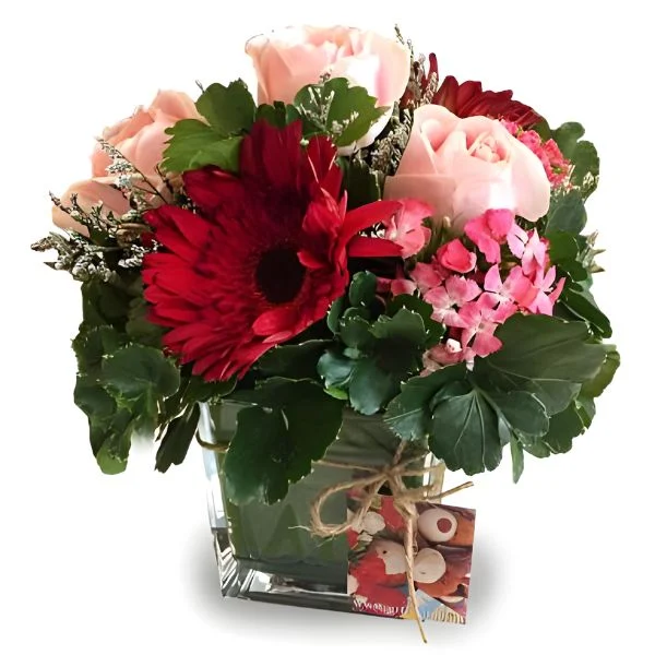Alluring Rosy Roses & Gerberas Flowers Posy