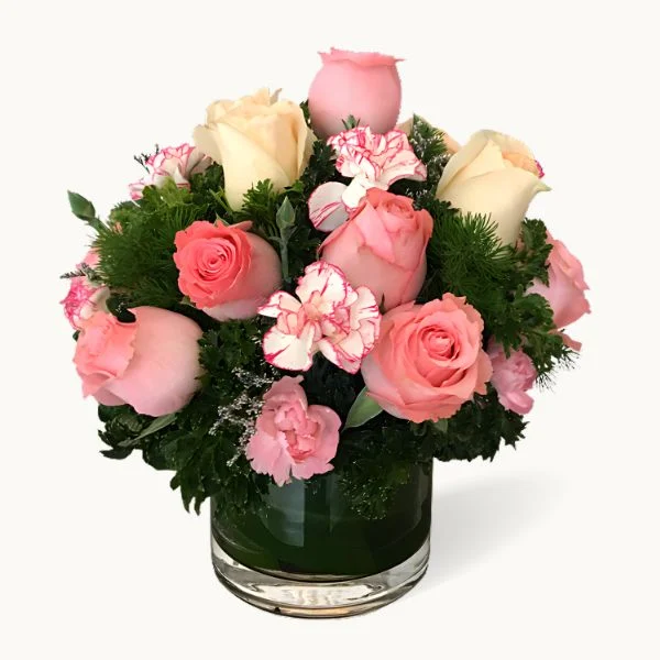 Roses and Carnation in a Glass Jar