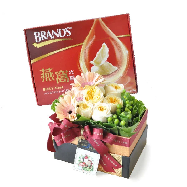 Birdnest Beauty - Bird Nest with Rock Sugar w Flowers Recovery Gift