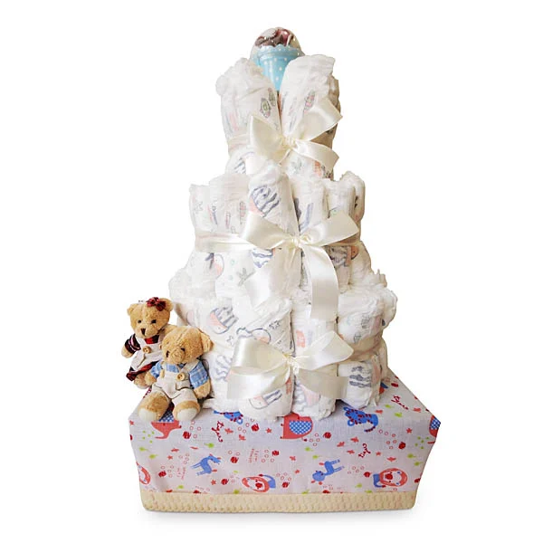 Twin Babies Cake - Newborn Twins Babies Cupcake Diapers Gift