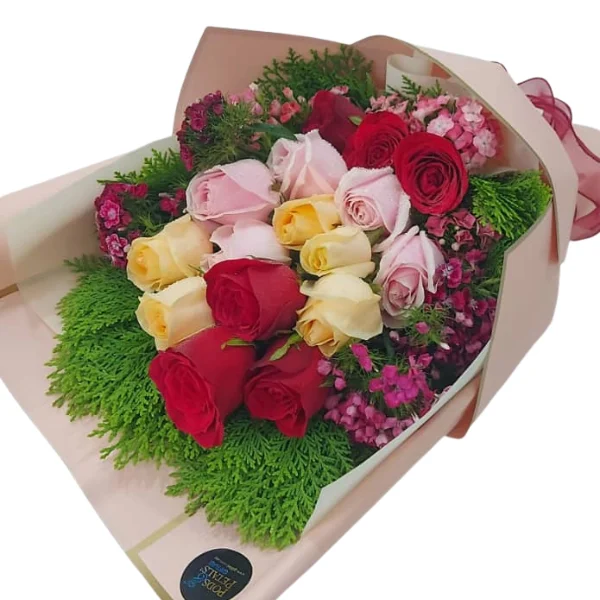 Blush Medley Mixed Roses Hand Bouquet