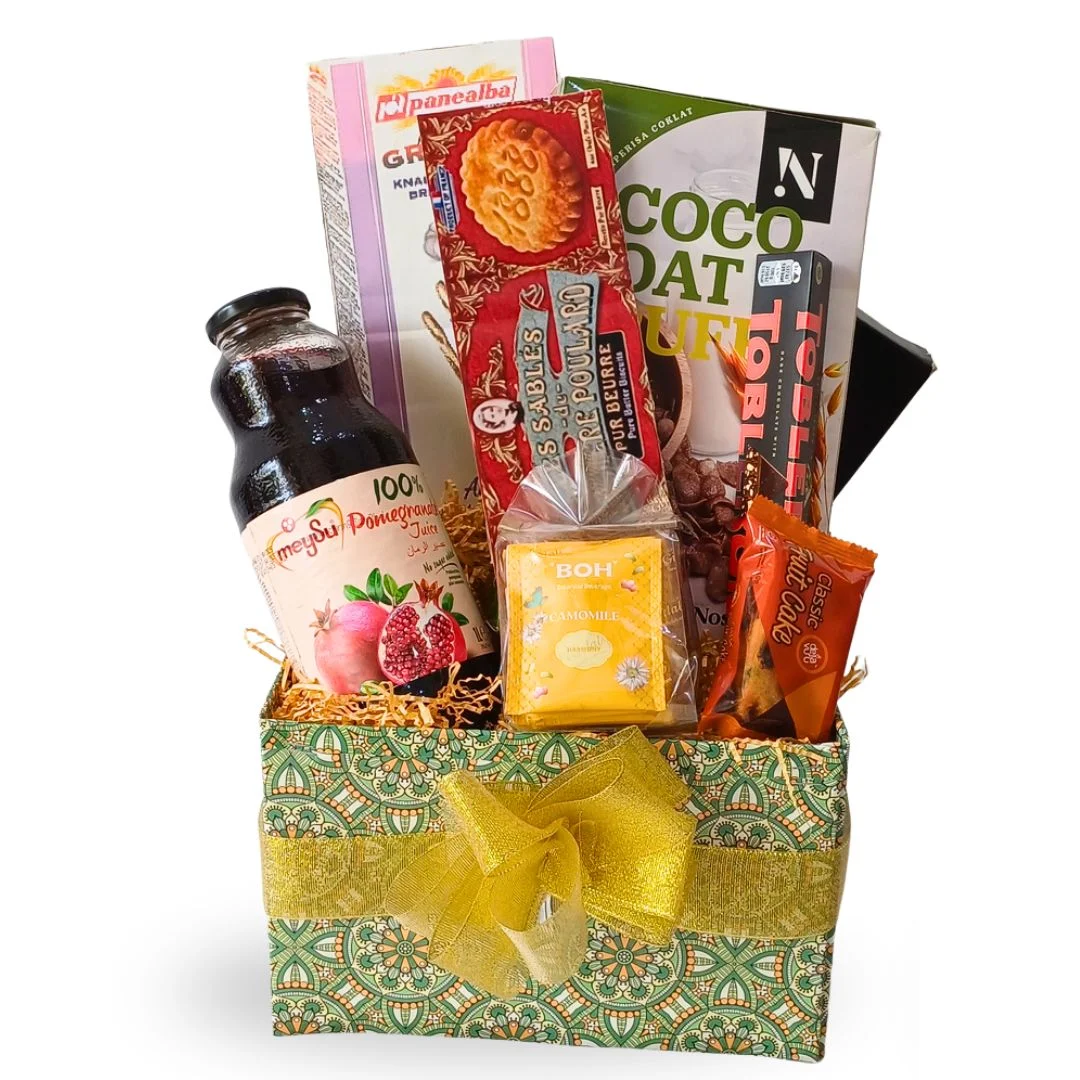 Penang Gourmet Gift Hamper with Pomegranate Juice, Toblerone Chocolate and Imported Cookies Malaysia