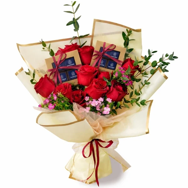 Send luxurious Leonidas Belgian chocolate & roses bouquet for birthdays, anniversaries, Valentine's Day and special occasions. Delivery within KL, PJ, Damansara, Malaysia.